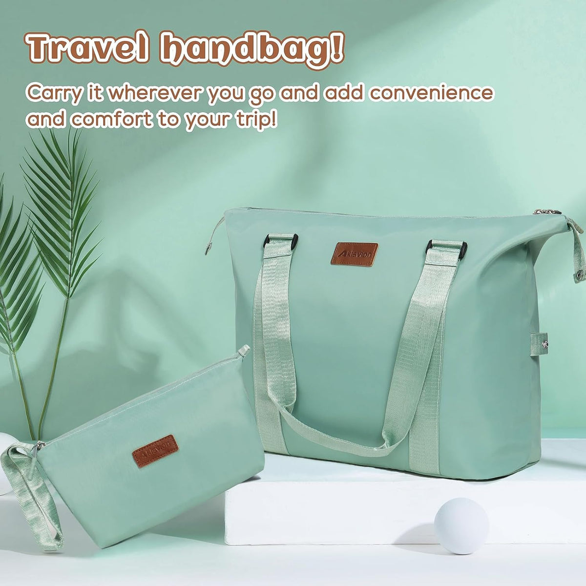 Luggage Set 3 Piece Luggage Set ABS hardshell Spinner Wheels Luggage Carry on Suitcase with Weekender bag & Toiletry bag(Mint Green