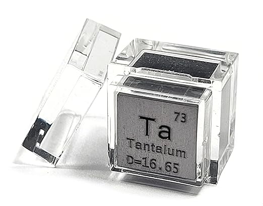 0.39" 10mm Tantalum Metal Cube Ta up to 99.9% Pure Periodic Table Element Engraved Density Collection Science Education Display Block Cube + Acrylic Case Box - 1PC