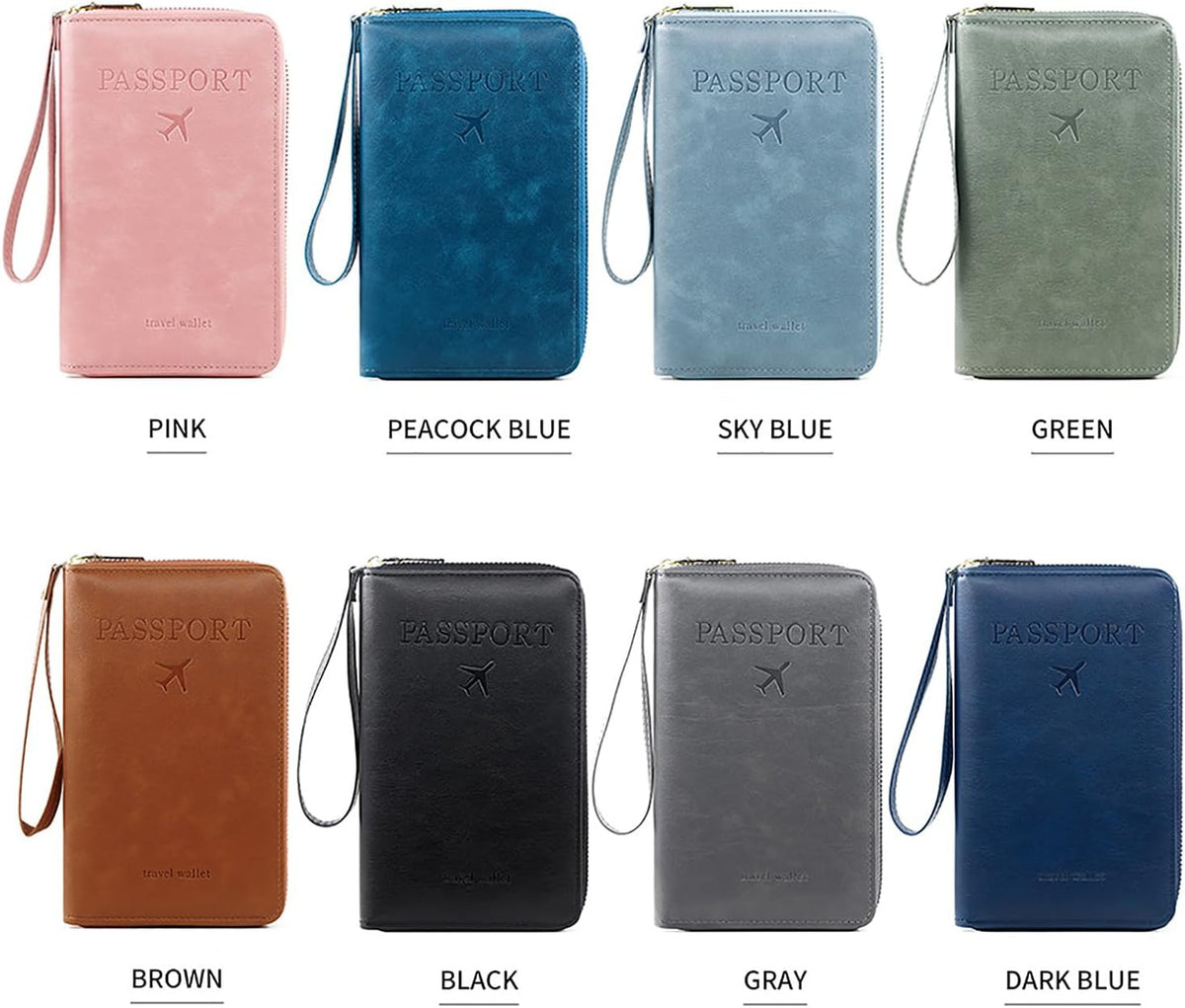 Rowgins Rfid Blocking Passport Holder Wallet, Rowgins Rfid Passport Holder with Zipper, PU Leather PassportHolder for Travel (SKY BLUE)