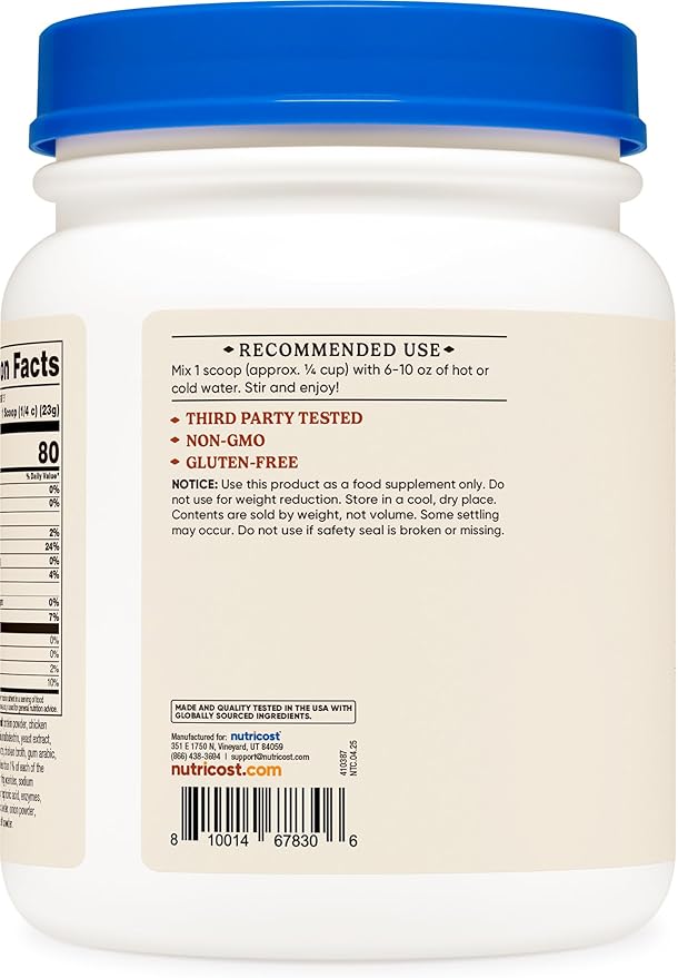 Nutricost Chicken Bone Broth Protein Powder (Chicken Soup Flavored, 20 Servings)