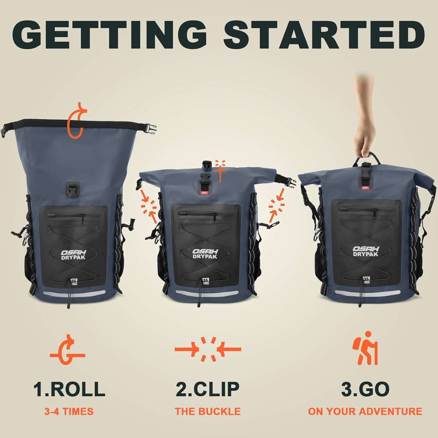 Waterproof Backpack Dry Bag 35L/55L/85L β Heavy Duty Roll-Top Hiking Backpack Sack Keeps Gear Dry for Travel, Kayaking, Boating, Camping, Rafting and Fishing