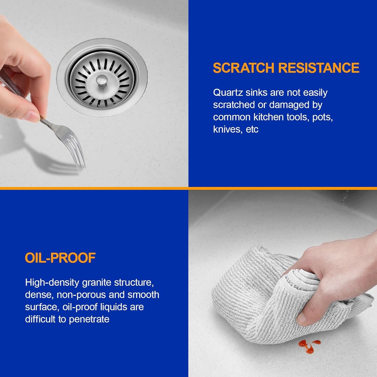 Dcolora 22 Inch Undermount Wet Bar Sink Single Bowl Modern Kitchen Sink White Granite Composite Deep Prep Small Sinks 22"×17"×9",DC-GUW003