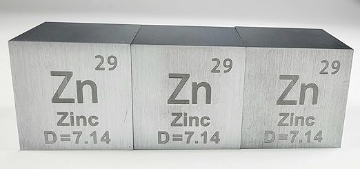 1.5" 38.1mm Zinc Metal Cube Zn up to 99.9% Pure Periodic Table Element Engraved Density Collection Science Education Display Block Cube + Acrylic Case Box - 1PC