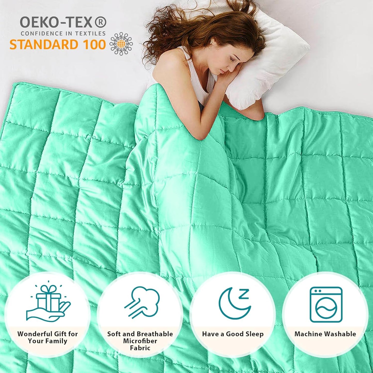 L'AGRATY Weighted Blanket - 48"x72" 15lbs Cooling Breathable Heavy Blanket Microfiber Material with Glass Beads for Adult All-Season Summer Fall Winter Soft Thick Comfort