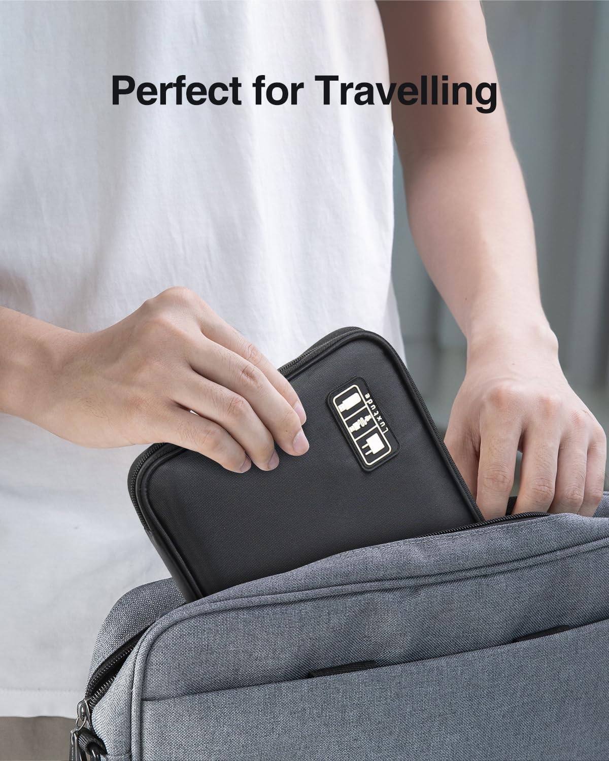 Luxtude Electronics Organizer Travel Case, Cable Organizer Bag, Portable Cord Organizer Travel, Travel Case for Chargers and Cords, Tech Bag, Flying Trip Essentials for Cable Storage/Tech Storage