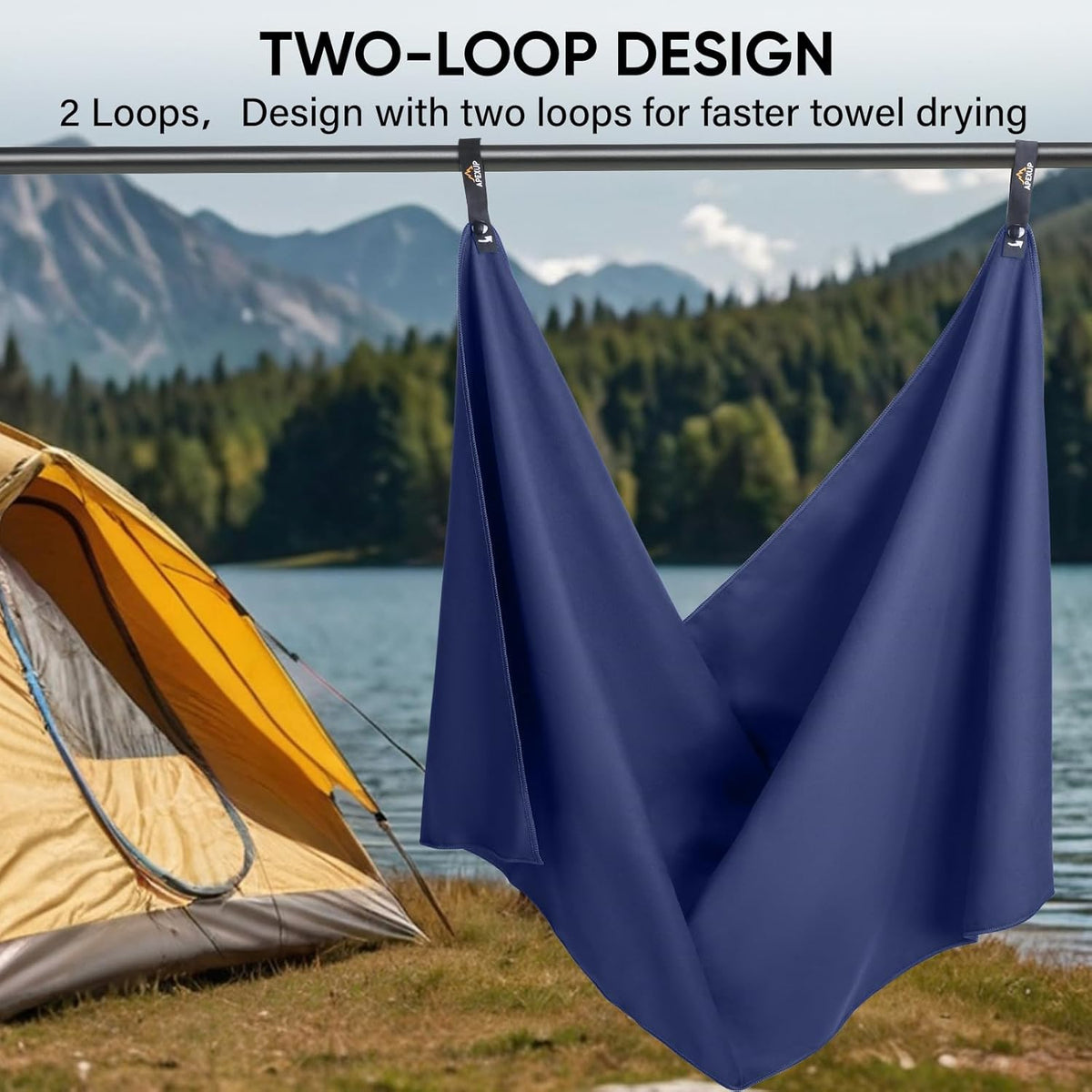 APEXUP Microfiber Travel Towel, Ultra Absorbent Quick Dry Towels, Lightweight Gym Sports Camping Towel for Workout, Yoga, Beach, Shower, Swimming (24"×12", Navy Blue)