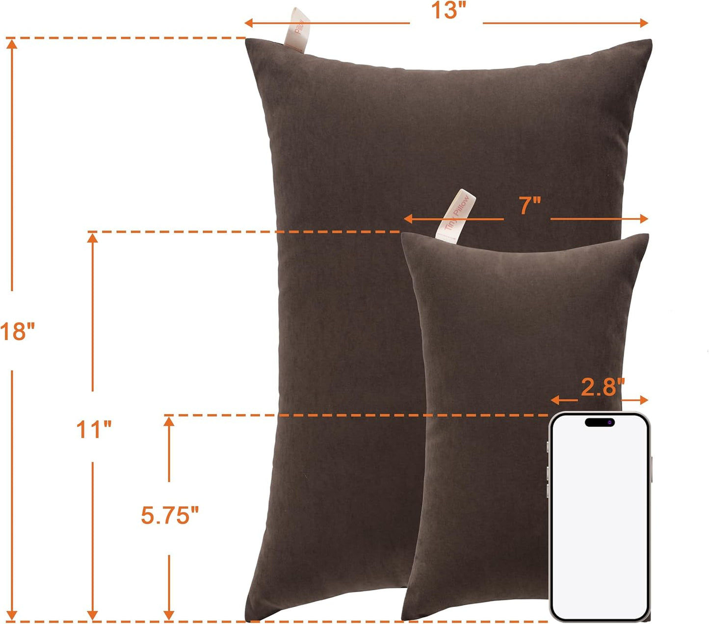 NTBAY Toddler Pillows, Down Alternative 13"x18" Pillows, Machine Washable - Soft and Breathable Travel Small Pillows for Sleeping, Ideal for Daycare, Crib, Cot, Dark Brown