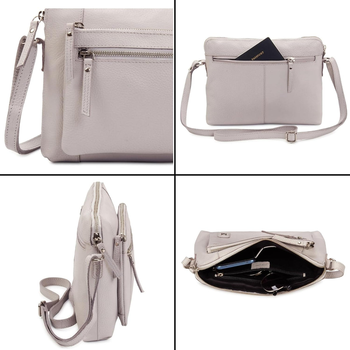 Wise Owl Accessories Small Soft Pebbled Real Leather Crossbody Handbags Purses Sling Crossover Shoulder Bag