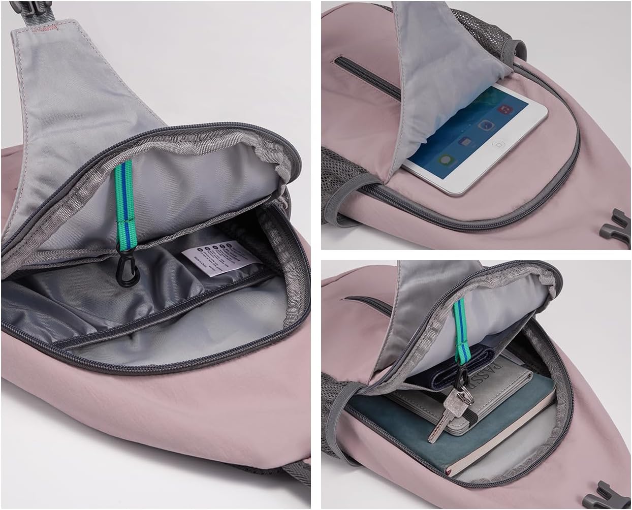 WATERFLY Crossbody Sling Backpack Sling Bag Travel Hiking Chest Bag Daypack (Pink)