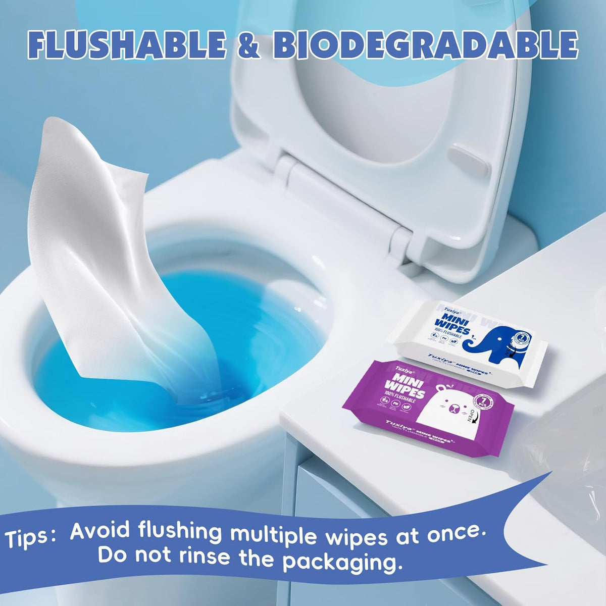 72 PackTravel Flushable Wipes with Aloe & Vitamin E,Impossibly Compact 7 Wipe Per Pack Mini Travel Adult Wet Wipe,Hypoallergenic & Fragrance-Free Skin-Friendly Flushable Wet Wipe (504 Total Wipes)