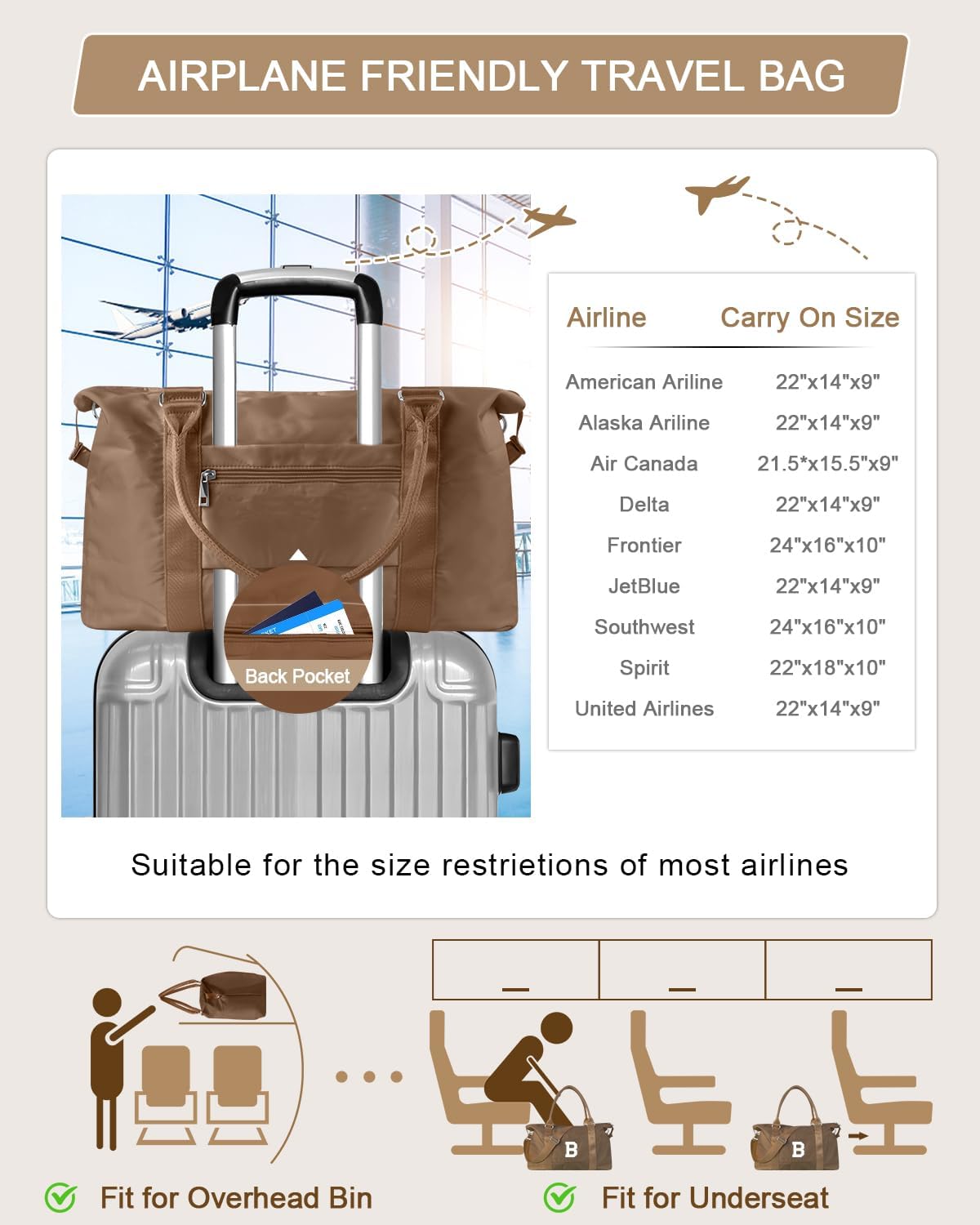 Birthday Graduation Gifts for Daughter,Initial Travel Duffel Bag Sports Gym Bag for Girls Teen Kids Birthday Gifts,Personalized Weekender Bag Carry On Tote Bags Cute Overnight Bag for Women(Brown, B)