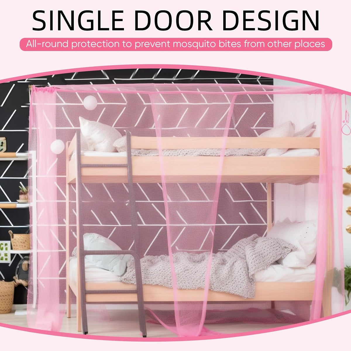 4 Corners Mosquito Net for Mosquiteros para Camas Bed Canopies Netting Bed Drapes Rectangular Mosquito Mesh for Camping Home Outdoor Travel(Pink,L75 X W59 X H67 Inch,Opening)