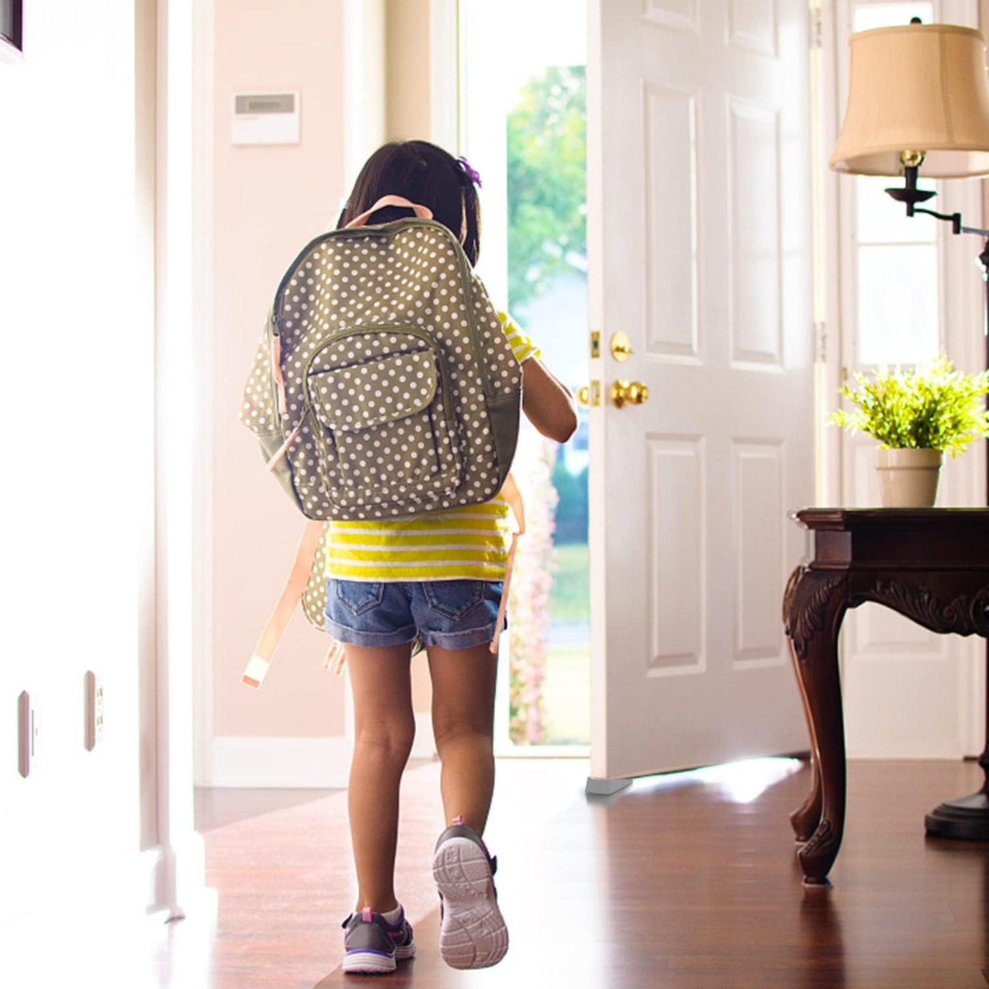 Premium Rubber Door Stop - Large Door Stopper Wedge,Anti-Slip Design, Automatically Fixed,Works On All Floor Types and Carpet Heavy Duty Door (2 Pack, Gray)