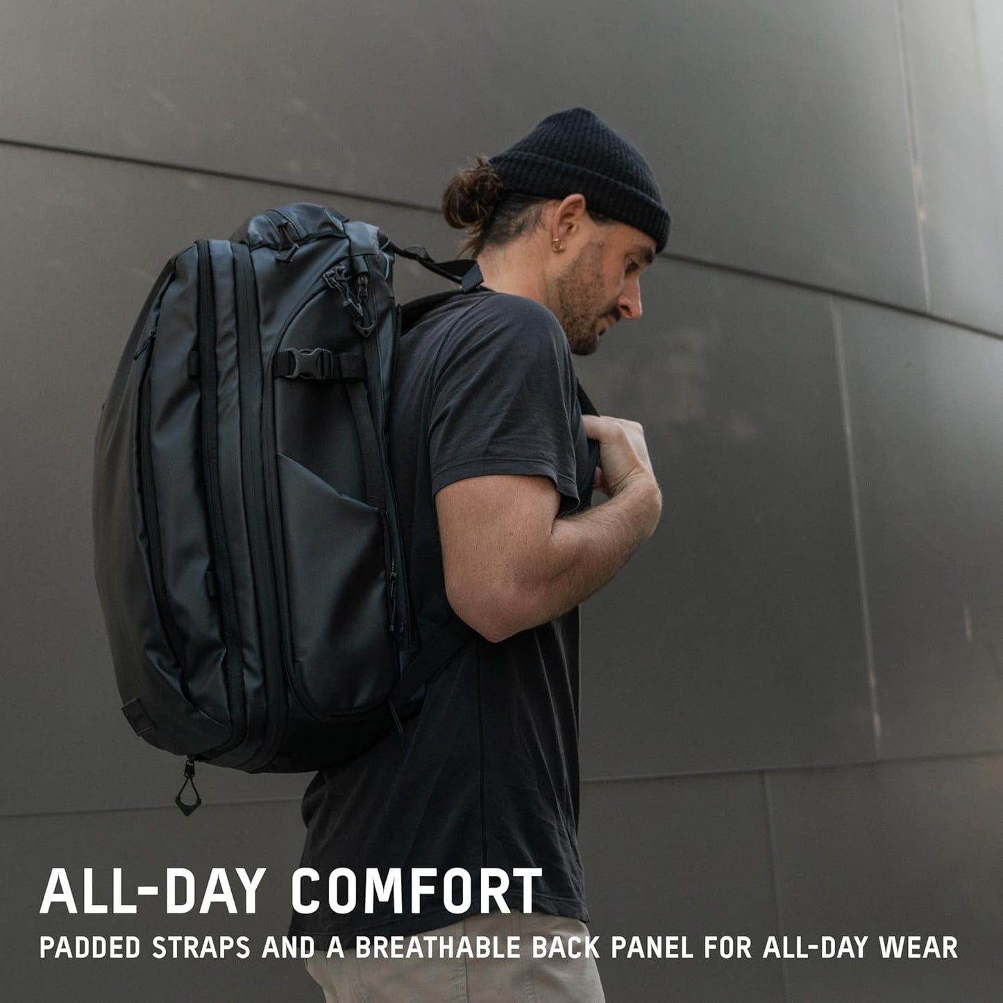 WANDRD TRANSIT Travel Backpack (45L): Large Expandable Carry-On Adventure Bag – Weather-Resistant Travel Backpack with Laptop Sleeve, Dual Side Access & Hidden AirTag Pocket