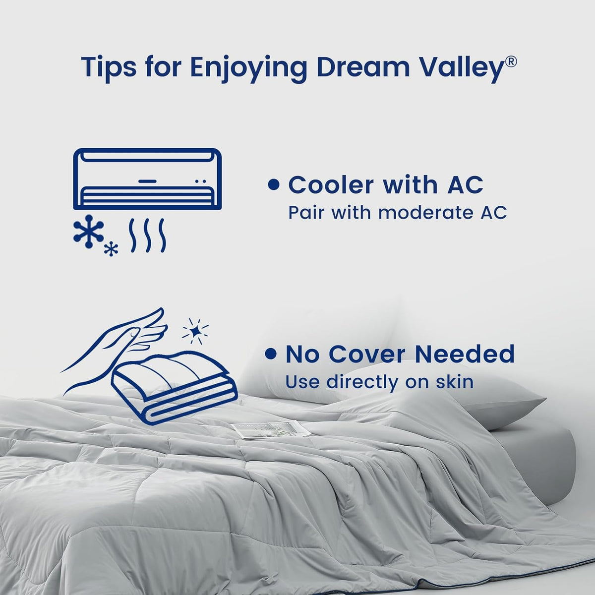 Dream Valley® Outlast® Cooling Comforter, Throw Size, Breathable NASA-Grade Space Technology Blanket for Hot Sleepers Night Sweats, Q-Max > 0.45 Aerocool™ Breathable, Cool Grey, 60"x80"