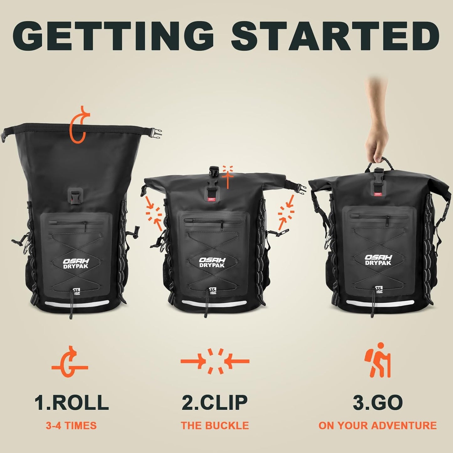 Waterproof Backpack Dry Bag 35L/55L/85L β Heavy Duty Roll-Top Hiking Backpack for Travel, Kayaking, Boating, Camping, Rafting and Fishing