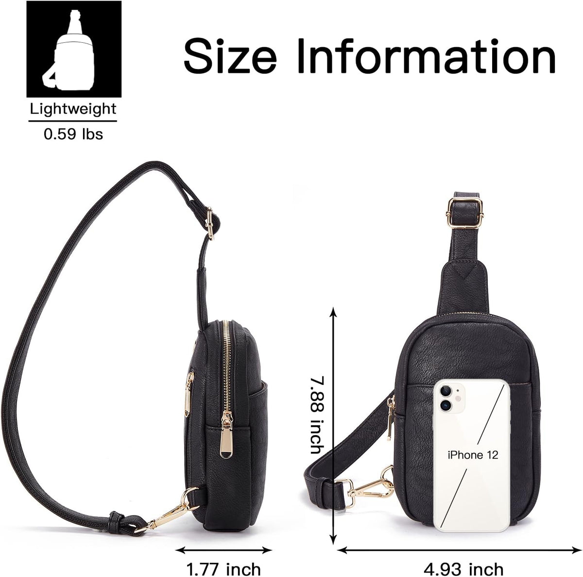 Telena Small Sling Bag for Women Leather Crossbody Fanny Packs Chest Bag for Women