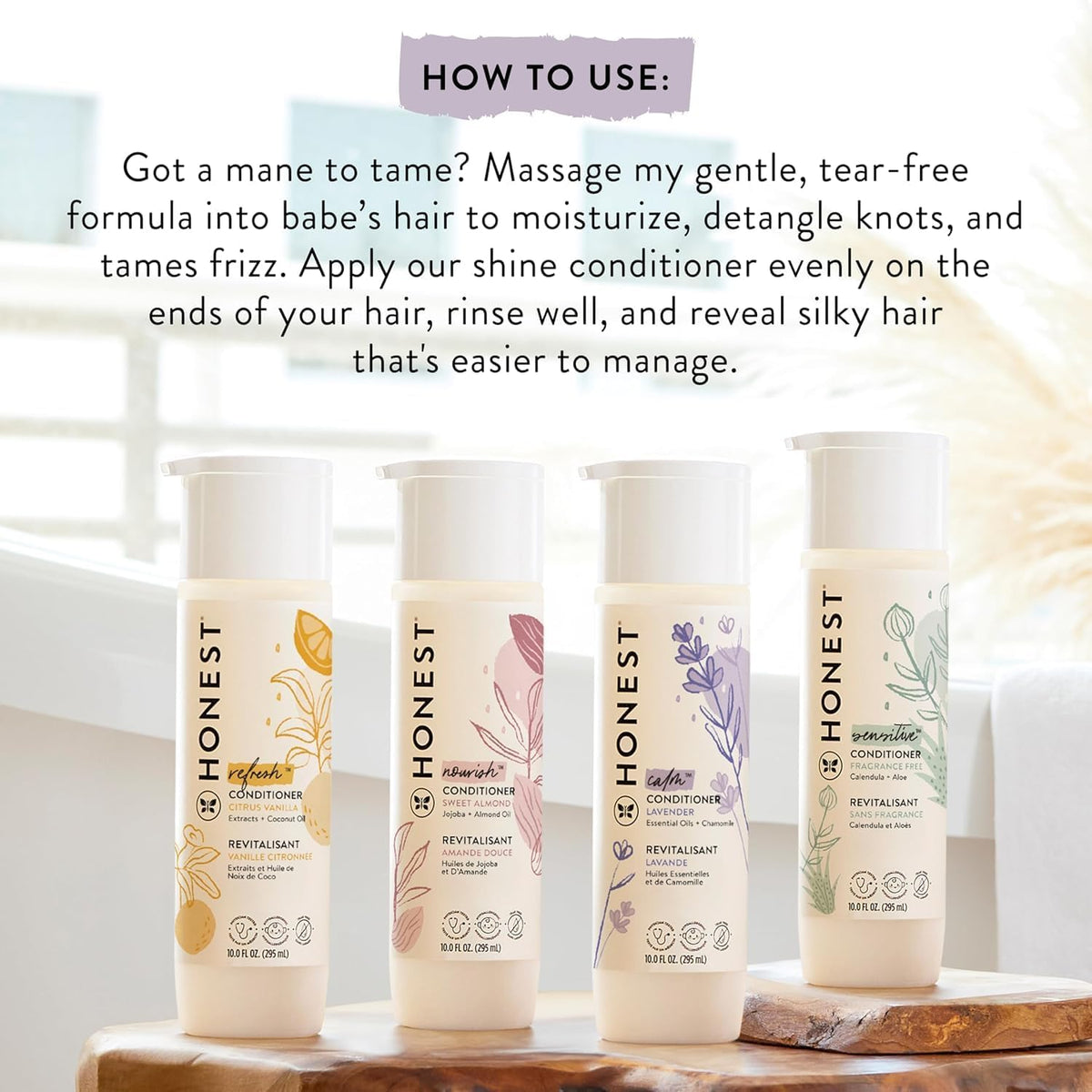 The Honest Company Silicone-Free Conditioner | Gentle for Baby | Naturally Derived, Tear-free, Hypoallergenic | Citrus Vanilla Refresh, 10 fl oz