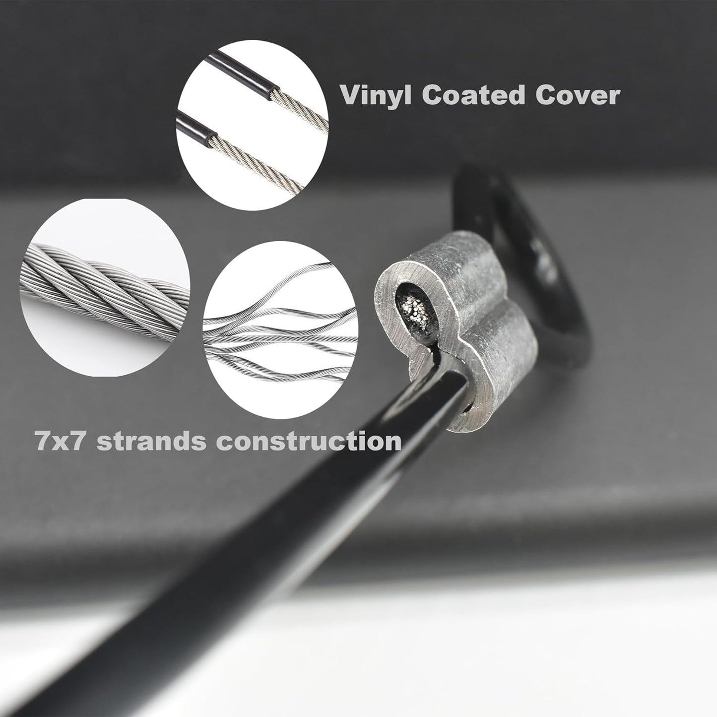 10 pcs 2mm Wire 12 inch Vinyl Coated Stainless Steel Cable with Loops Short Wire Rope Lanyard Lock Security Chain Link for Outdoor Gates,Black(2mm x 12inch)
