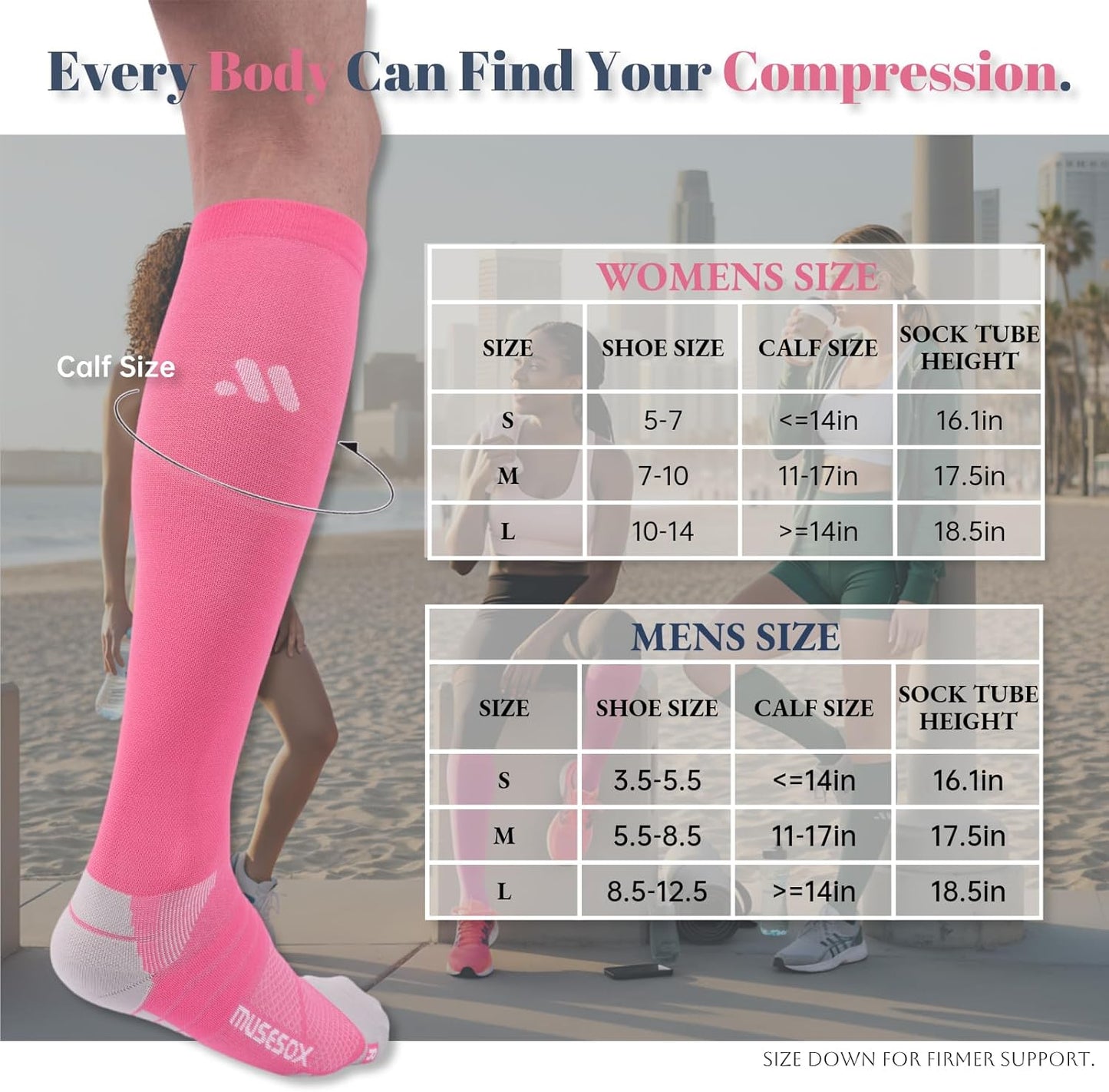 Compression Socks for Women and Men,Knee High 15-20mmHg Graduated Circulation(3 Pairs) for Nurses,Pregnant,Travel