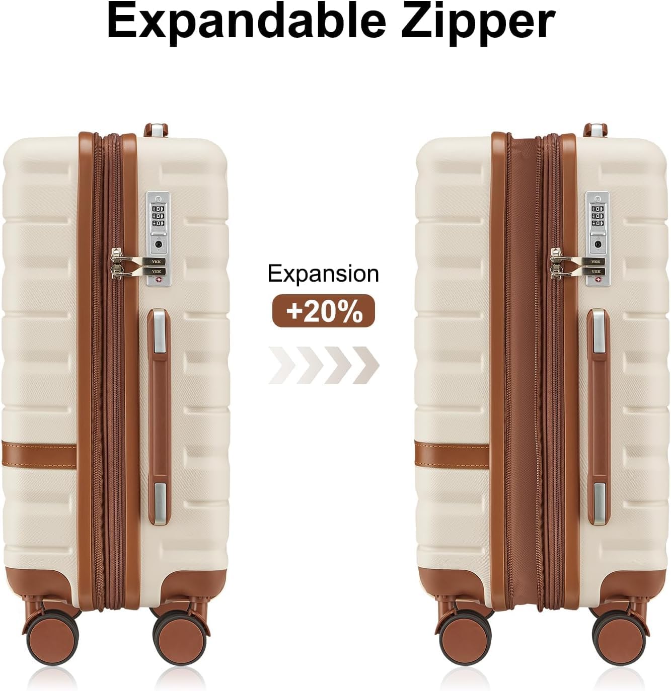 Carry on Luggage Sets with TSA Lock,20 Inch Expandable Carry-on Suitcase with Spinner Wheels,Hard Shell Lightweight Rolling Travel Luggage with YKK Zippers (Gray)