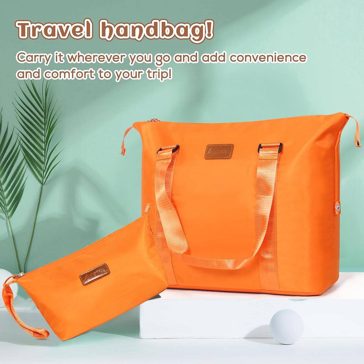 Luggage Set 3 Piece Luggage Set ABS hardshell Spinner Wheels Luggage Carry on Suitcase with Weekender bag & Toiletry bag(Orange)