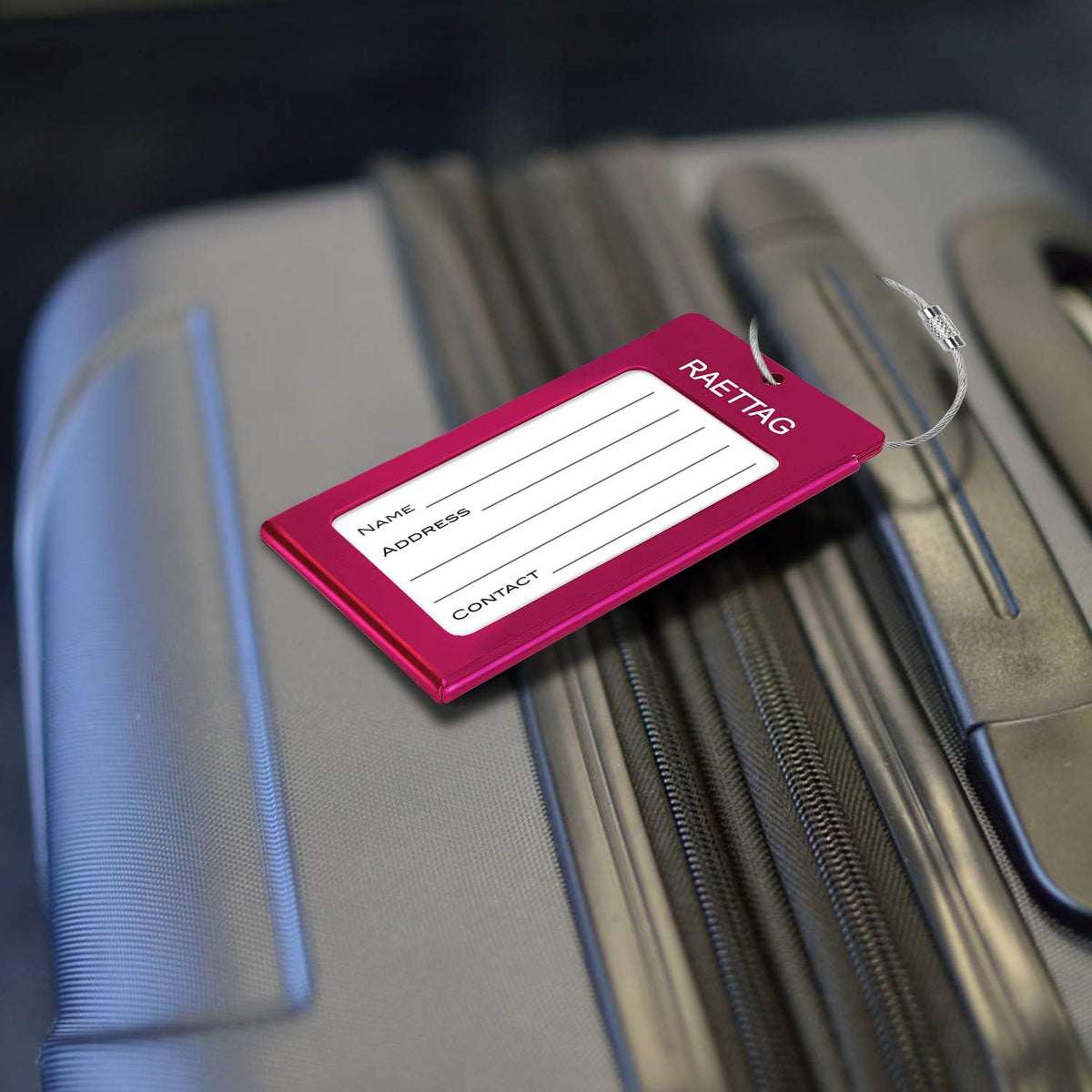 Luggage Tags Metal Suitcase Tags Travel Bag ID Identifier Luggage Tag (Red 4Pack)