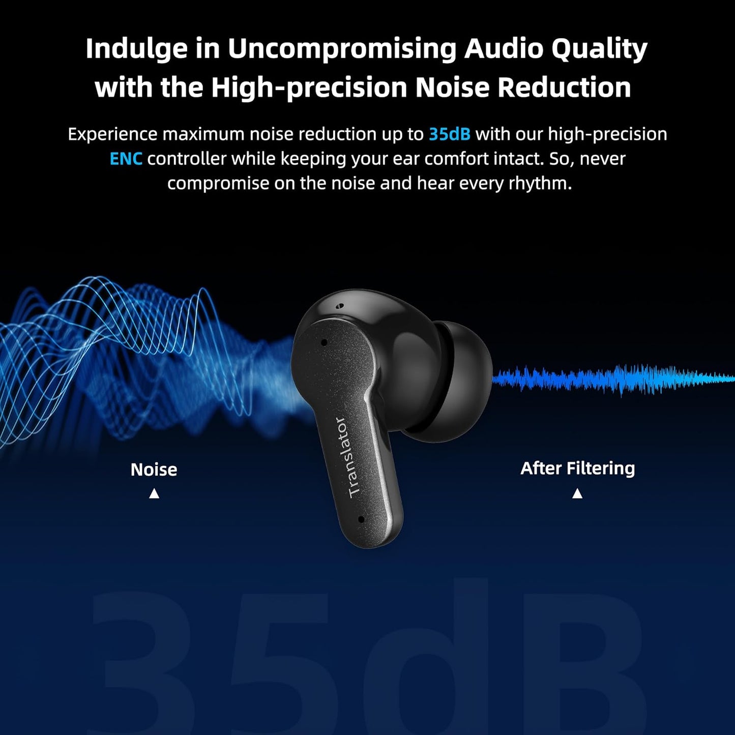 Offline AI Translator Earbuds M3 Language Translator Device Translation Earbuds Real Time Support 144 Languages No Subscription Required (with Lifetime Free Offline Translation Black)
