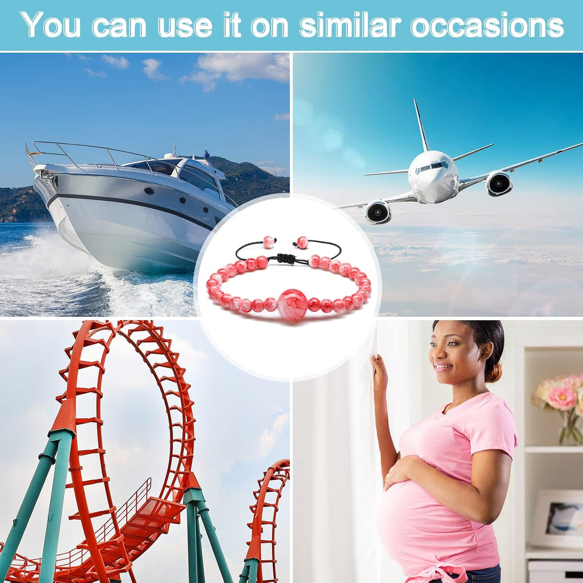 Sureio 6 Pcs Motion Sickness Bands Bracelet Anti Nausea Adjustable Wristband for Cruise Ship Essentials Seasickness Adult