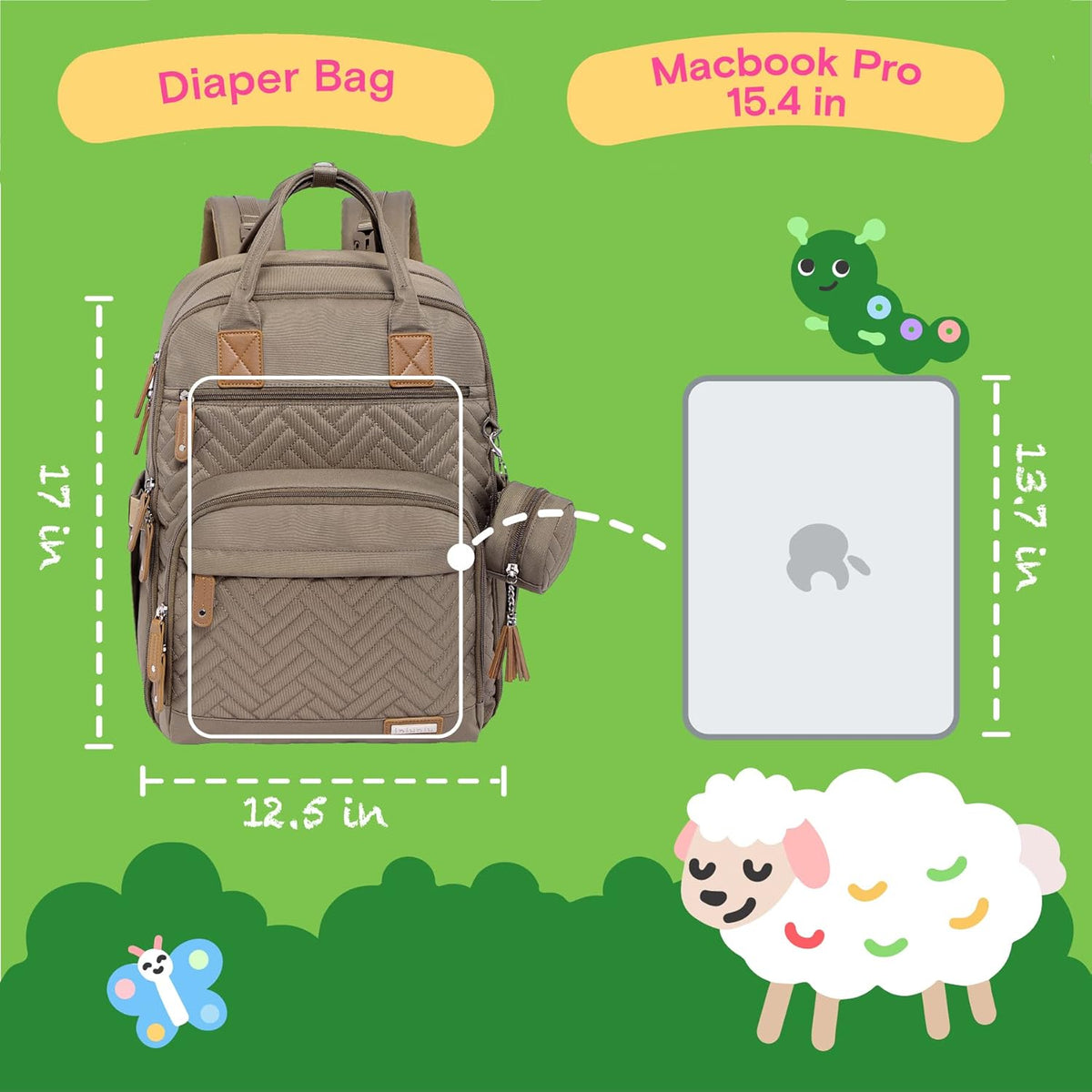 iniuniu Diaper Bag Backpack, 4 in 1 kit Large Unisex Baby Bags for Boys Girls, Waterproof Travel Back Pack with Diaper Pouch