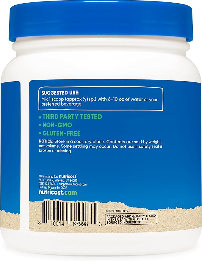 Nutricost Organic Barley Grass Juice Powder (1 LB) (Unflavored)