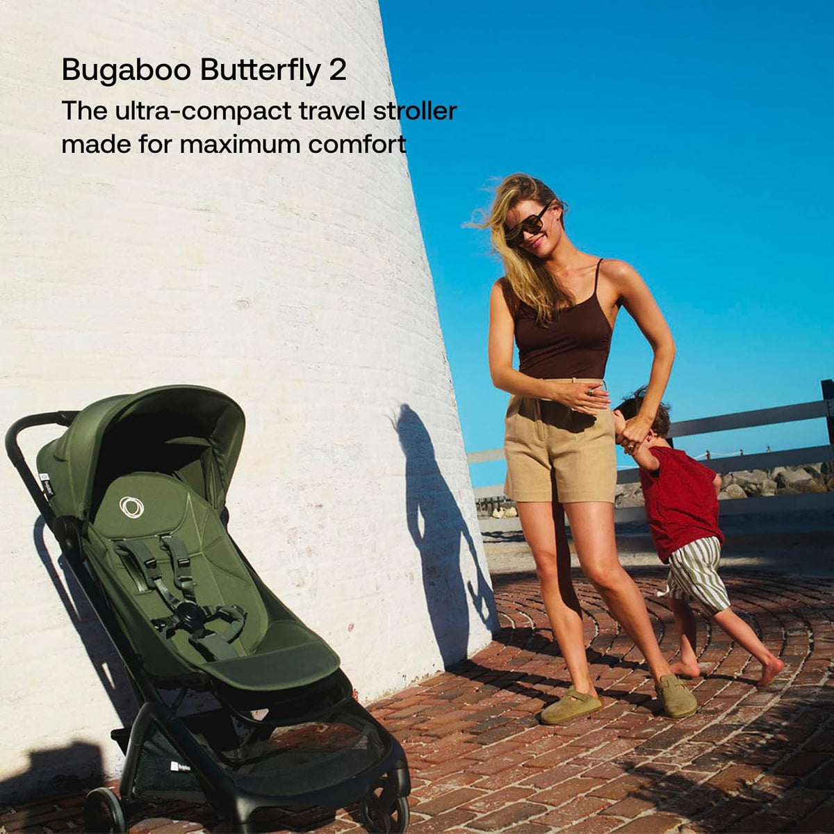 Bugaboo Butterfly 2 Travel Stroller, Ultra-Compact One-Second Fold, Lightweight and Airplane-Friendly (Black)