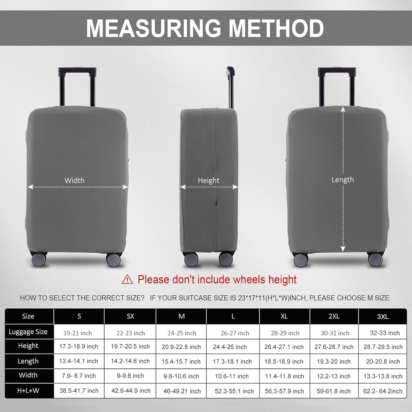 Travel Luggage Cover Suitcase Protector Scratch-Resistant Fit 19-31 Inch Suitcase, Not Included Suitcase (Slate Gray, M(24-25 inch))