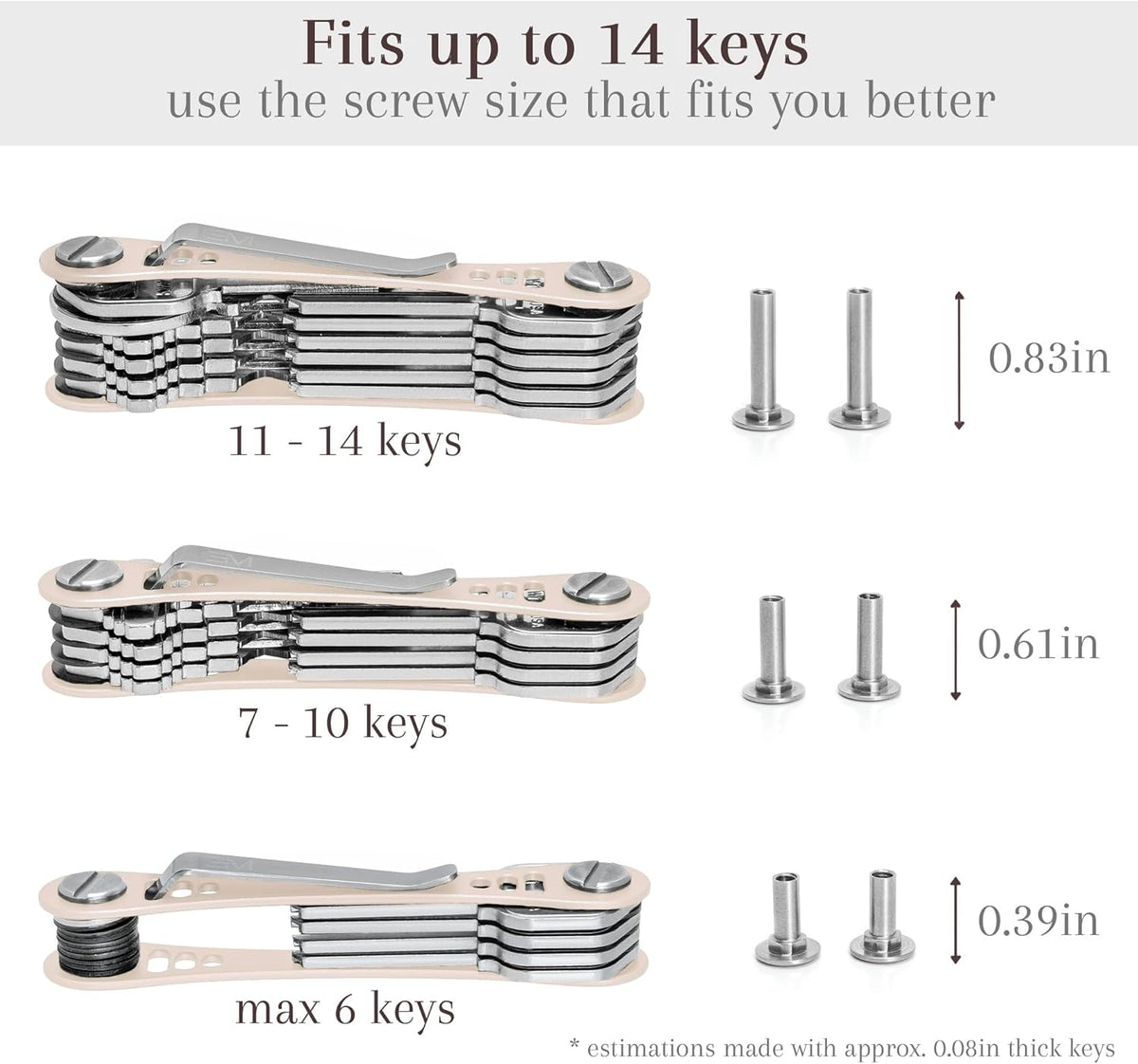 EM Premium Products Compact Key Holder - Pocket Key Organizer - 14 Keys Key Bar