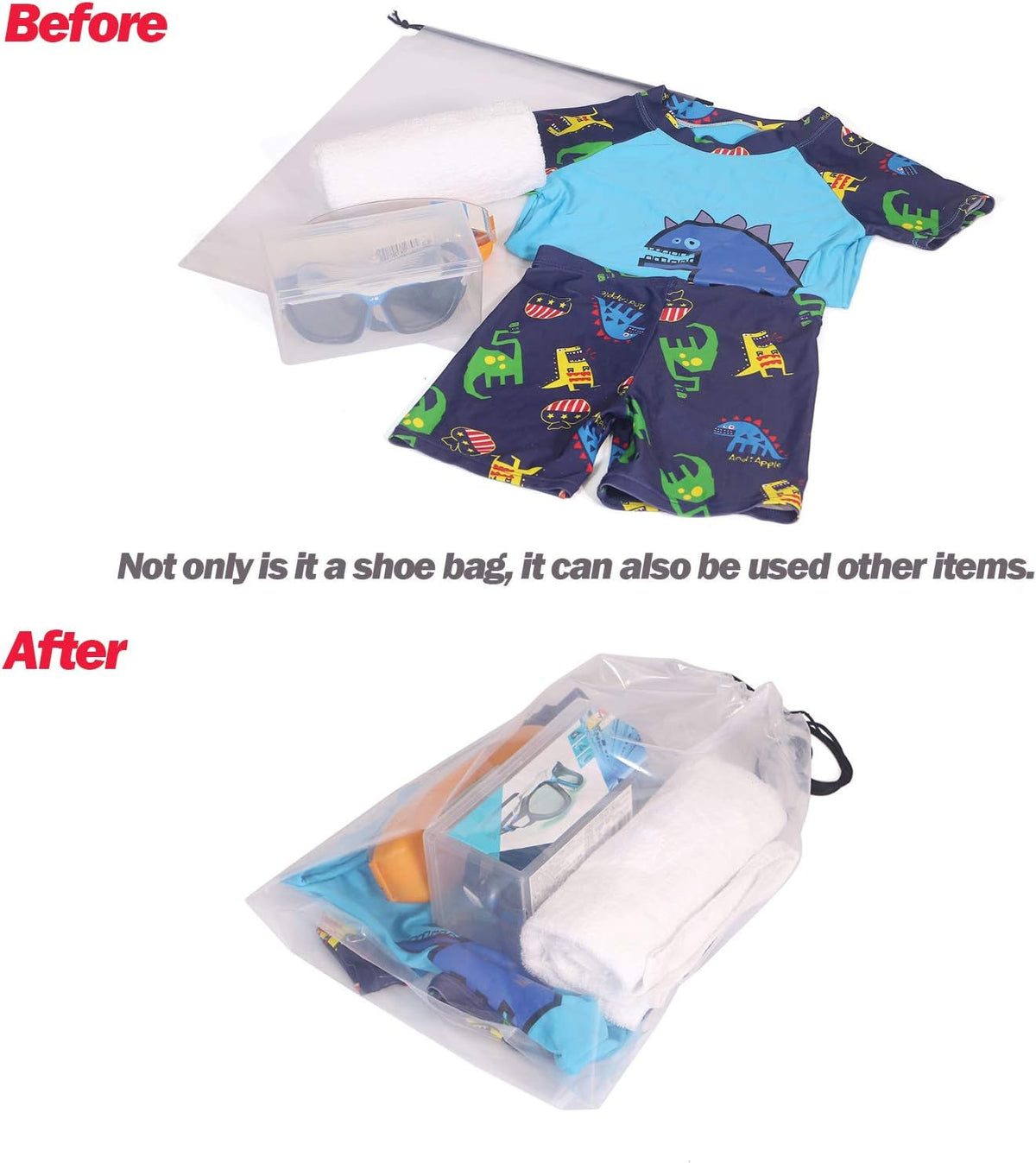 Set of 12 Transparent Shoe Bags for Travel Large Clear Shoes Storage Organizers Pouch with Rope for Men and Women