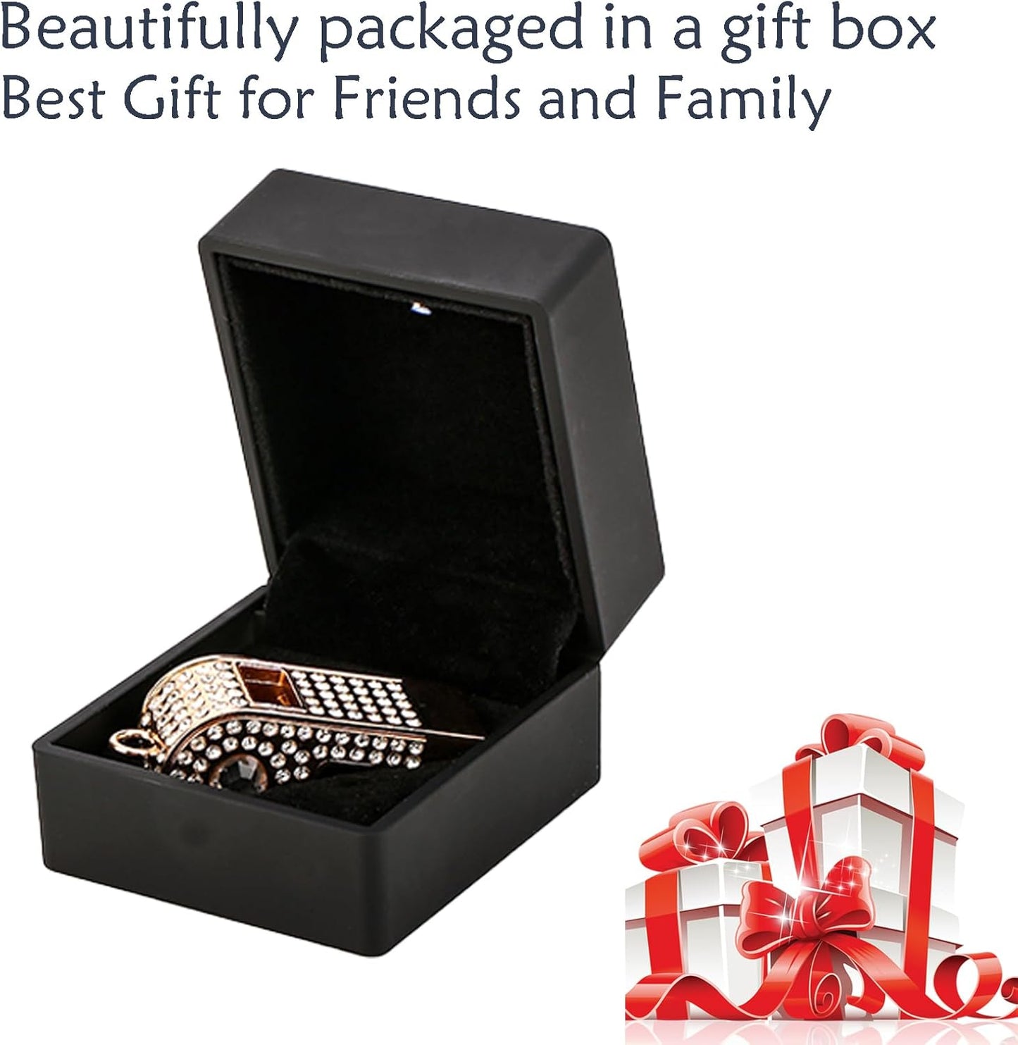 Whistle,Rhinestone Sports Whistle with Keychain for Coach/Referee/Training/Lifeguard/Teachers(Gold)