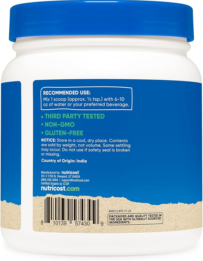 Nutricost Organic Amla Powder 1 Pound (Unflavored) - 1 gram per Serving, Vegan, GMO-Free