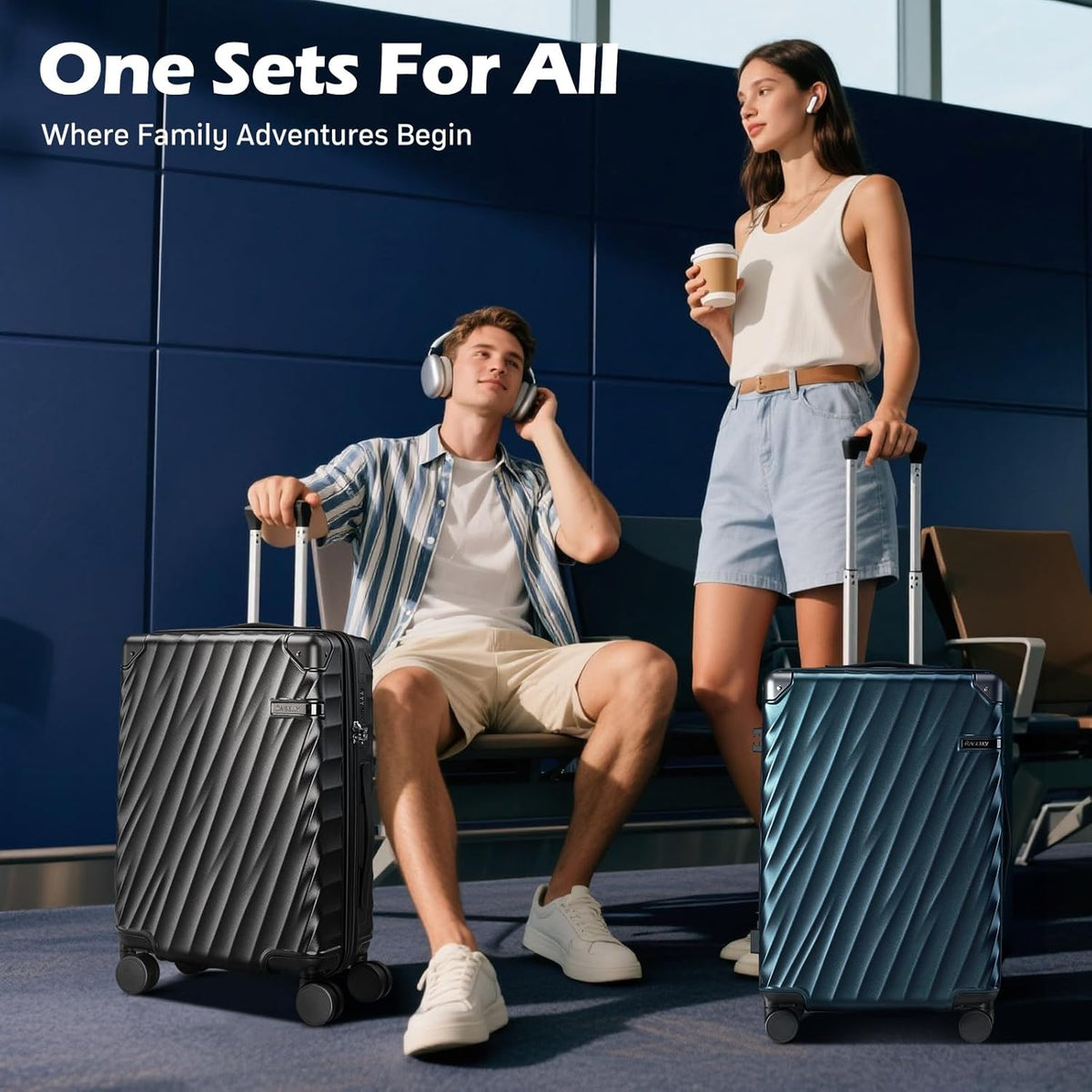 Luggage sets 3 piece with Spinner Wheels, PC Hard Shell Travel Luggage, Carry On suitcase with TSA Lock,YKK Zippers,Charcoal Metallic (Red, 3 Piece Sets(20/24/28))