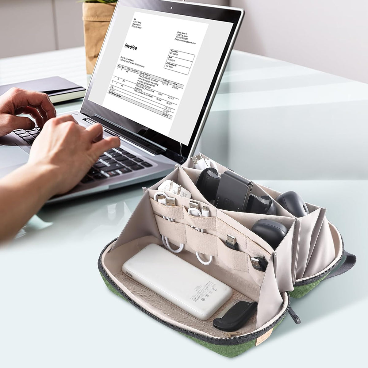 Electronic Organizer Travel Case Bag for Cables, Switch, SD card, Passport and More โ Ultimate Protection & Portability Waterproof (Green)