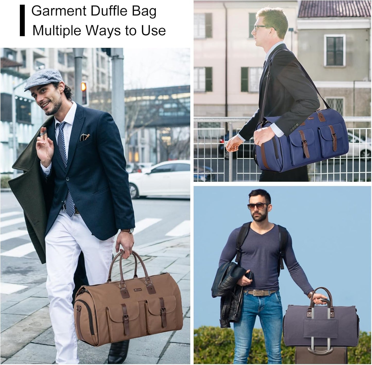 Modoker Garment Convertible Weekender Bag,Carry on Canvas Garment Duffle Bag Heavy Duty Overnight Bags for Men Women