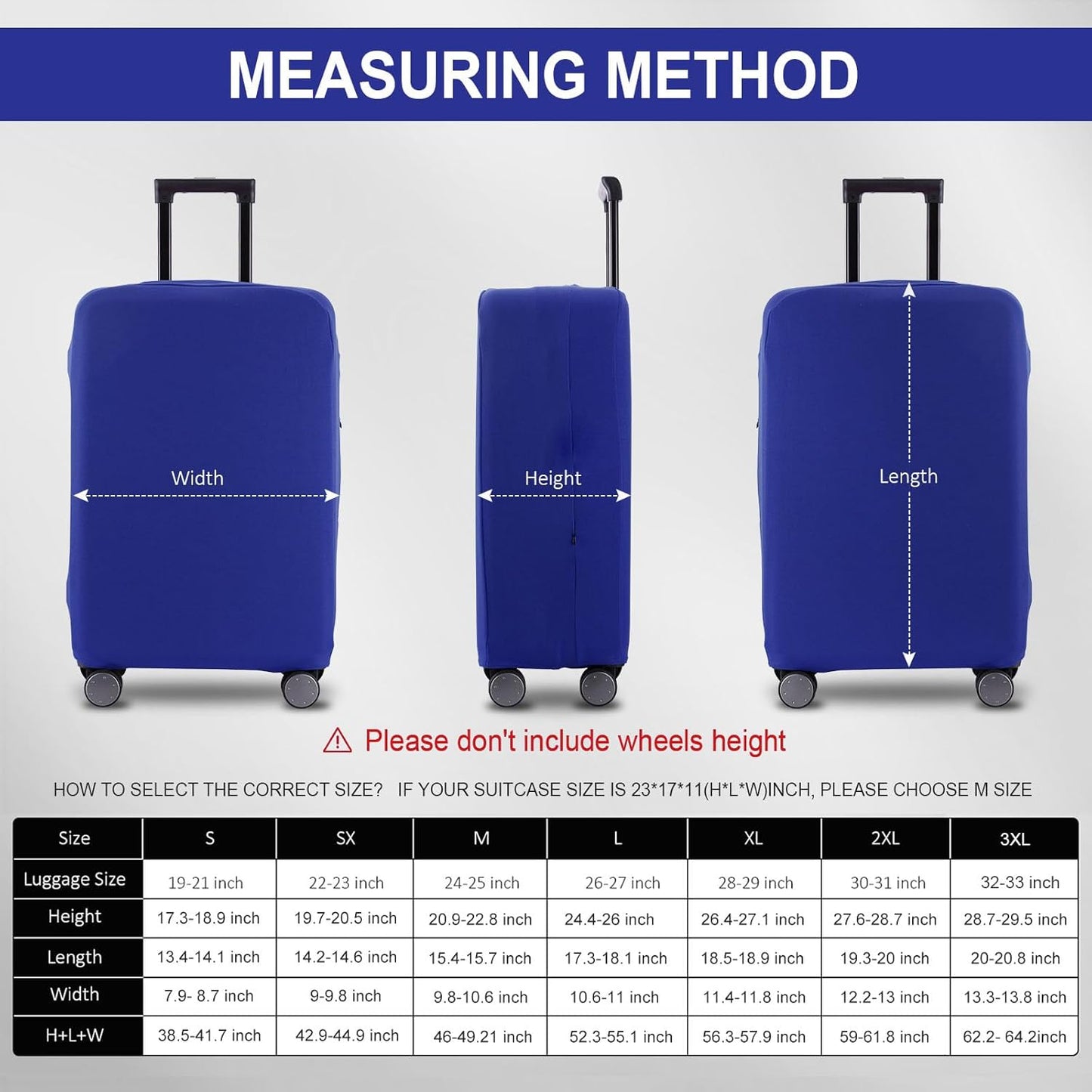 Travel Luggage Cover Suitcase Protector Scratch-Resistant Fit 19-31 Inch Suitcase, Not Included Suitcase (Blue, L(26-27 inch))