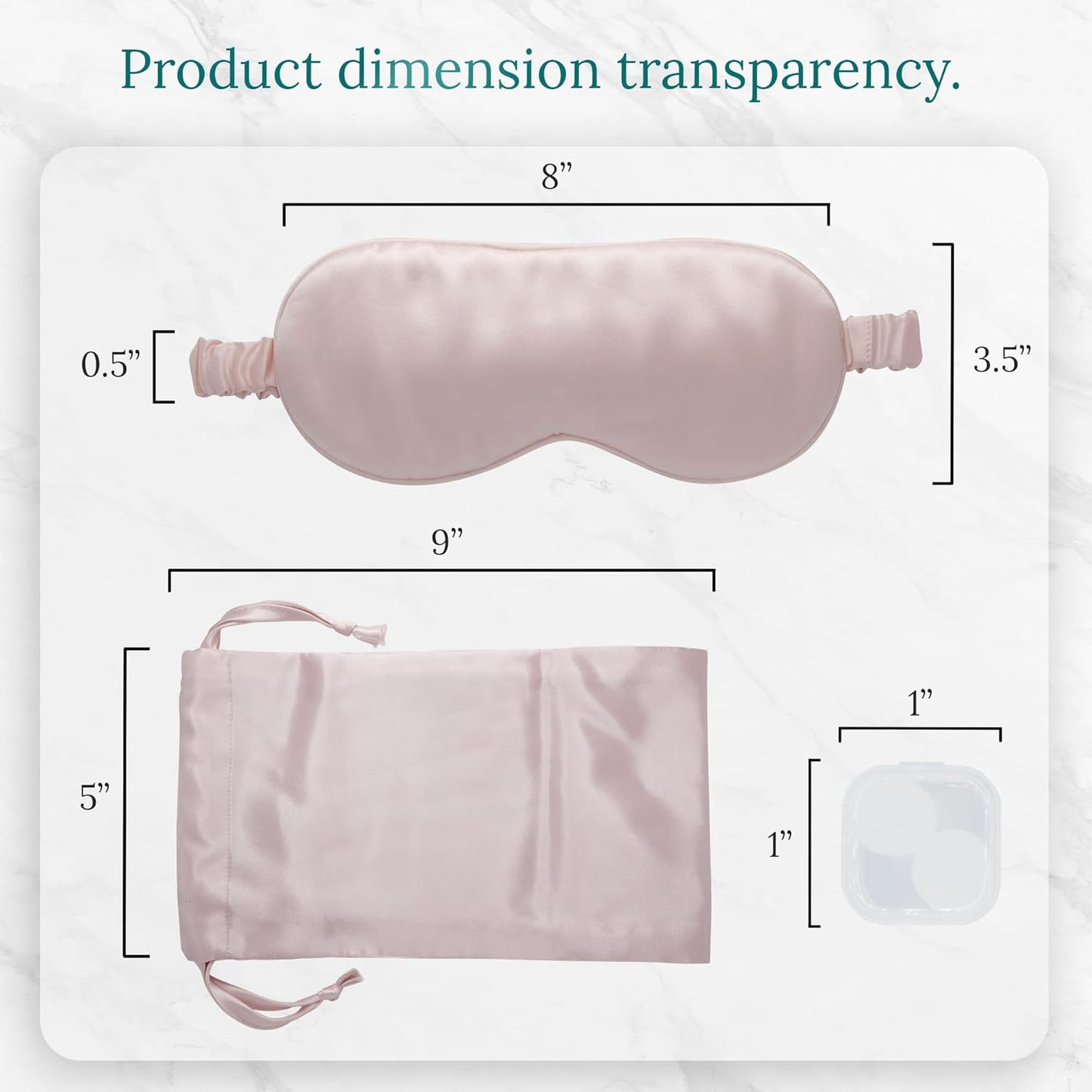 Mulberry Soft Silk Eye Mask for Sleeping with Ear Plugs & Luxury Bag - Cooling Night Eye Covers Face Mask for Women - Blindfold Travel Eye Mask Blocking Out Light - Champagne