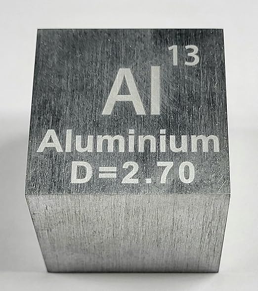 1.5" 38.1mm Aluminium Metal Cube Al up to 99.9% Pure Periodic Table Element Engraved Density Collection Science Education Display Block Cube + Acrylic Case Box - 1PC