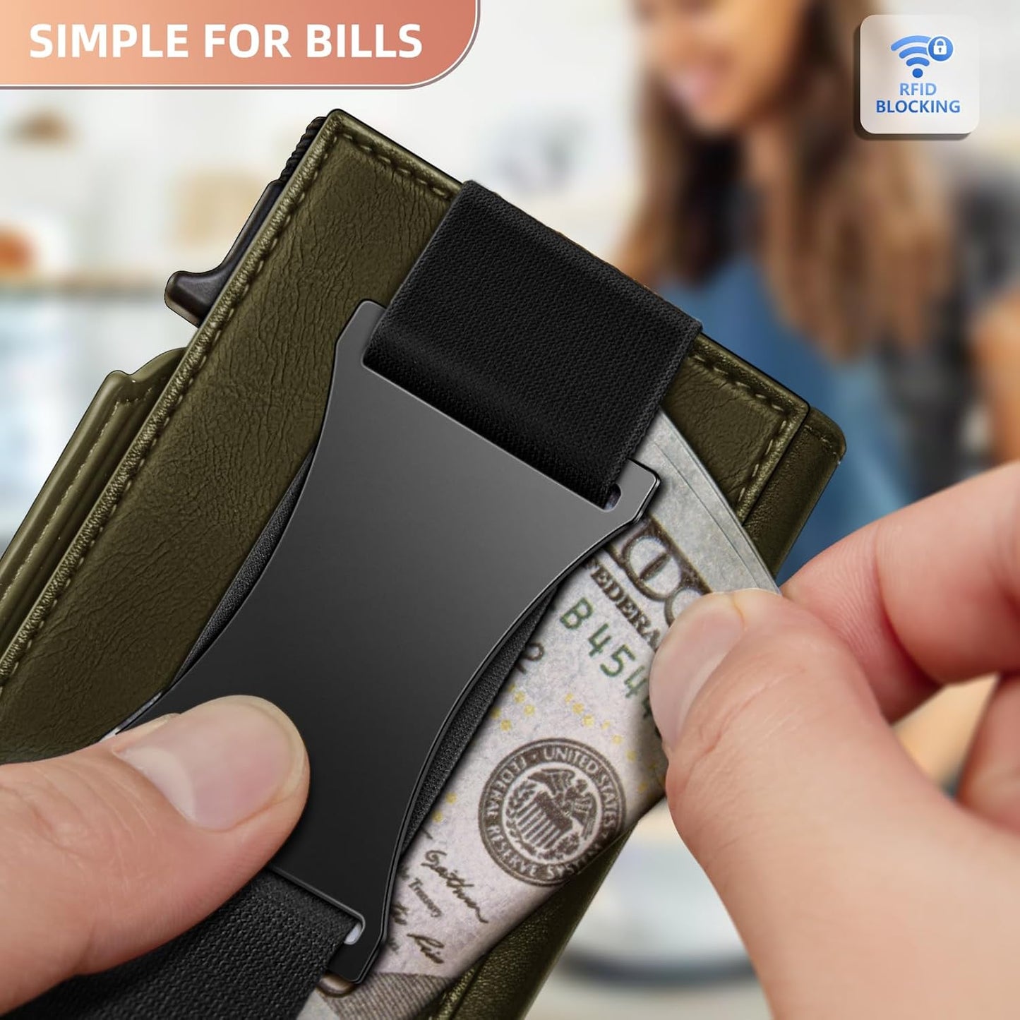 BULLIANT Men Wallet Gift Boxed,Slim Front Pocket Wallet Money Clip Card Holder 3.8"x2.7",Pop-up Access