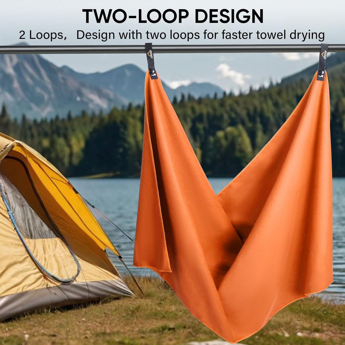 APEXUP Microfiber Travel Towel, Ultra Absorbent Quick Dry Towels, Lightweight Gym Sports Camping Towel for Workout, Yoga, Beach, Shower, Swimming (72"×40", Orange)