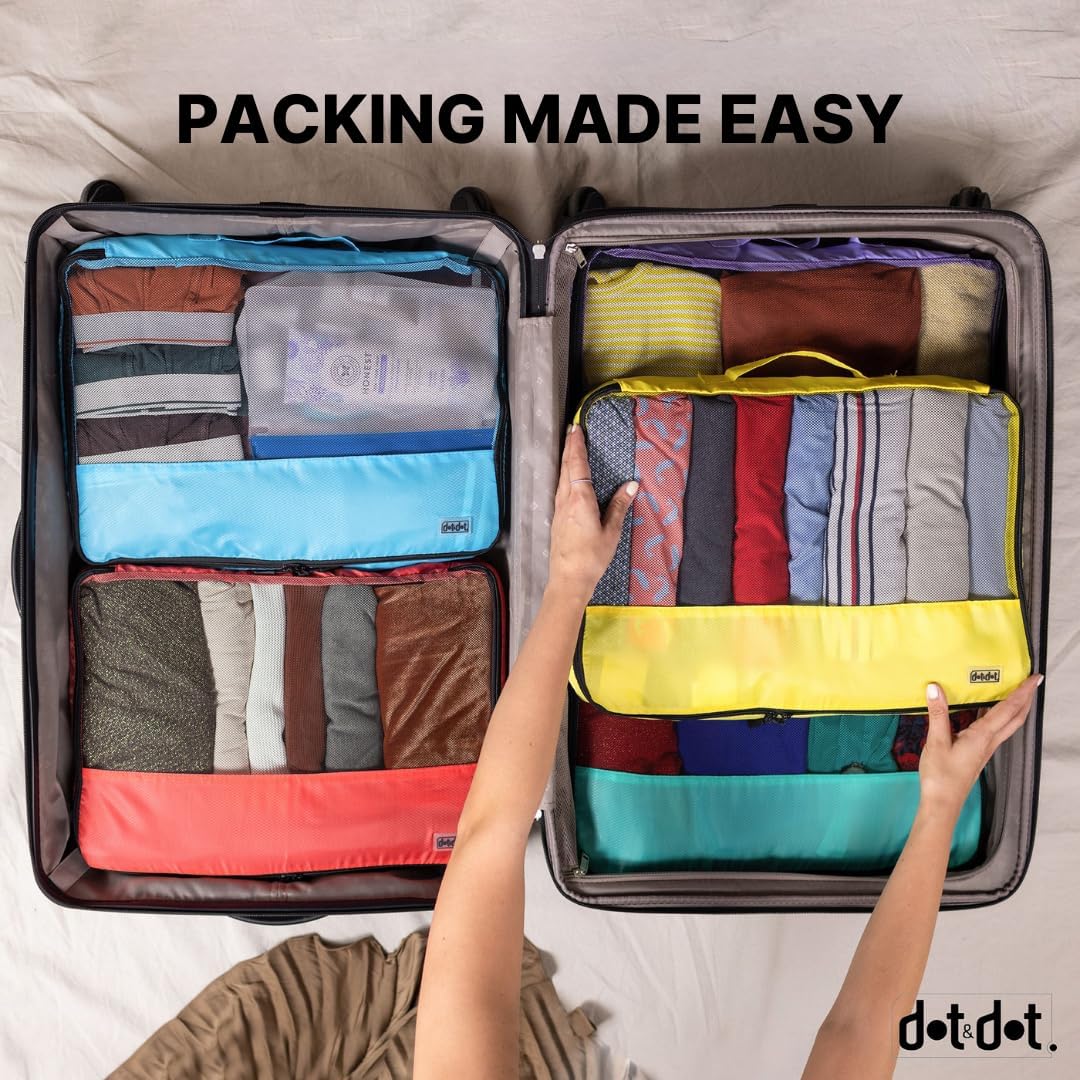 5pc Large Packing Cubes for Suitcases - Travel Packing Organizers for Carry on Suitcase - Luggage Packing Cubes for Travel - Set of Packing Bags for Suitcases