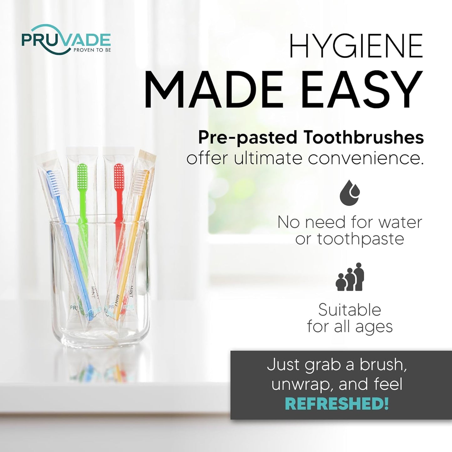 1000 Prepasted Toothbrushes Individually Wrapped - Disposable Toothbrushes with Toothpaste Built in - Single Use Waterless Tooth Brush with Soft Bristles for Hotel, Camping, Travel, Office