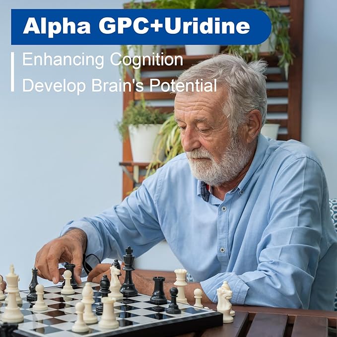 15-in-1 Alpha GPC Supplement with Phosphatidylserine, Uridine, L-Theanine, Lion's Mane Mushroom, 60 Capsules