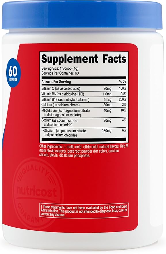Nutricost Electrolyte Complex Powder (60 Servings, Fruit Punch) - Hydration Supplement Drink Mix with Vitamins and Minerals
