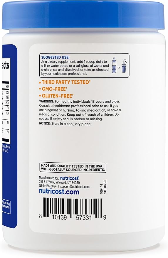 Nutricost Electrolyte Complex Powder (60 Servings, Blue Raspberry) - Hydration Supplement Drink Mix with Vitamins and Minerals